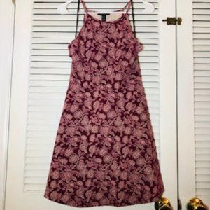 Forever 21 Burgundy with White Flower Spaghetti Strap Sundress
